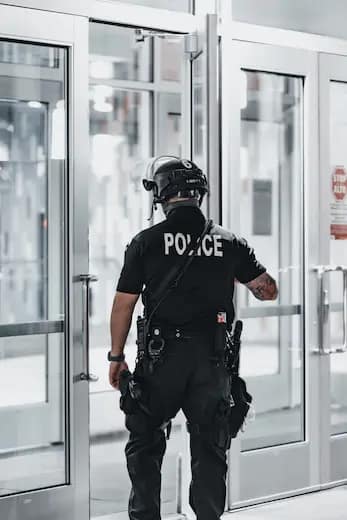 Policeman wearing a body camera